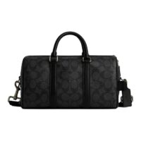 COACH - Venturer Signature Coated Canvas With Smooth Calfskin Travel Bag Large Size Men's Black